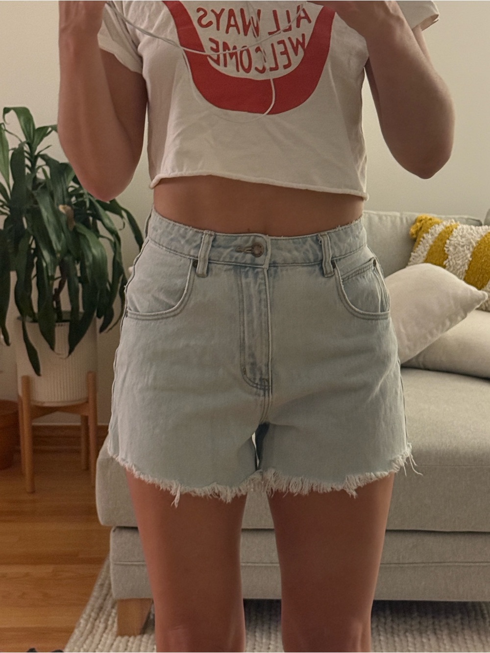 ROLLA'S Light Blue Frayed Hem Denim Shorts
